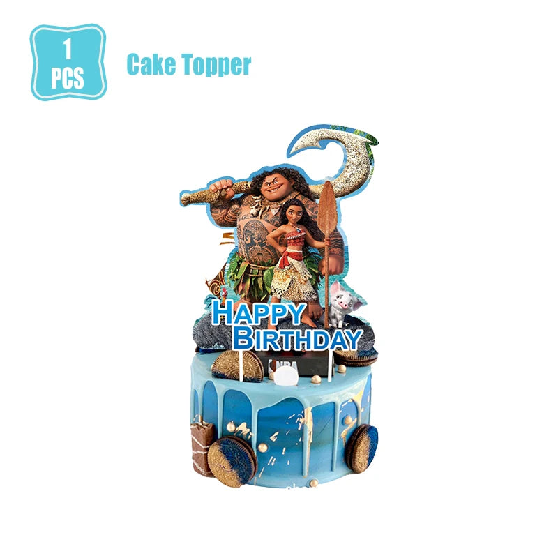 Moana 2 Birthday Party Decoration Supplie Vaiana Birthday Decoration Set Tableware Balloons Backdrop Plates Cups Baby Shower Toy