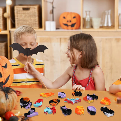 Halloween Fidget Toys Keychain - Mini Pop Pumpkin Spider Party Favors for Kids & Adults (10/20/30 Pack)