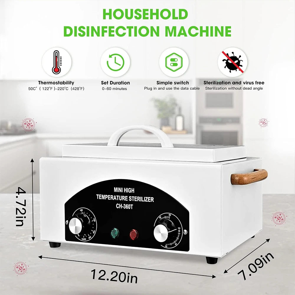 300W Nail Tool High Temperature Cleaning Box 1.5L With Timer Dry Heat Sterilizer For Sundry Beauty Hair Metal Tools With Handle