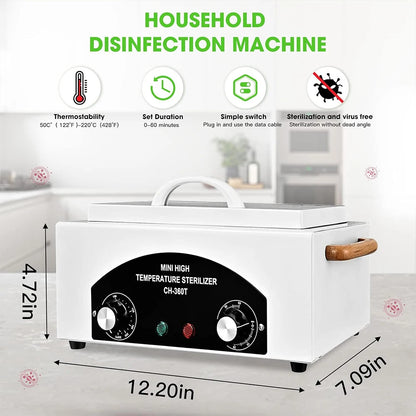 300W Nail Tool High Temperature Cleaning Box 1.5L With Timer Dry Heat Sterilizer For Sundry Beauty Hair Metal Tools With Handle