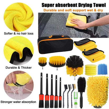 122Pcs Car Detailing Set Soft Brush Interior Wheel Valet Pro Clean Kit Hot
