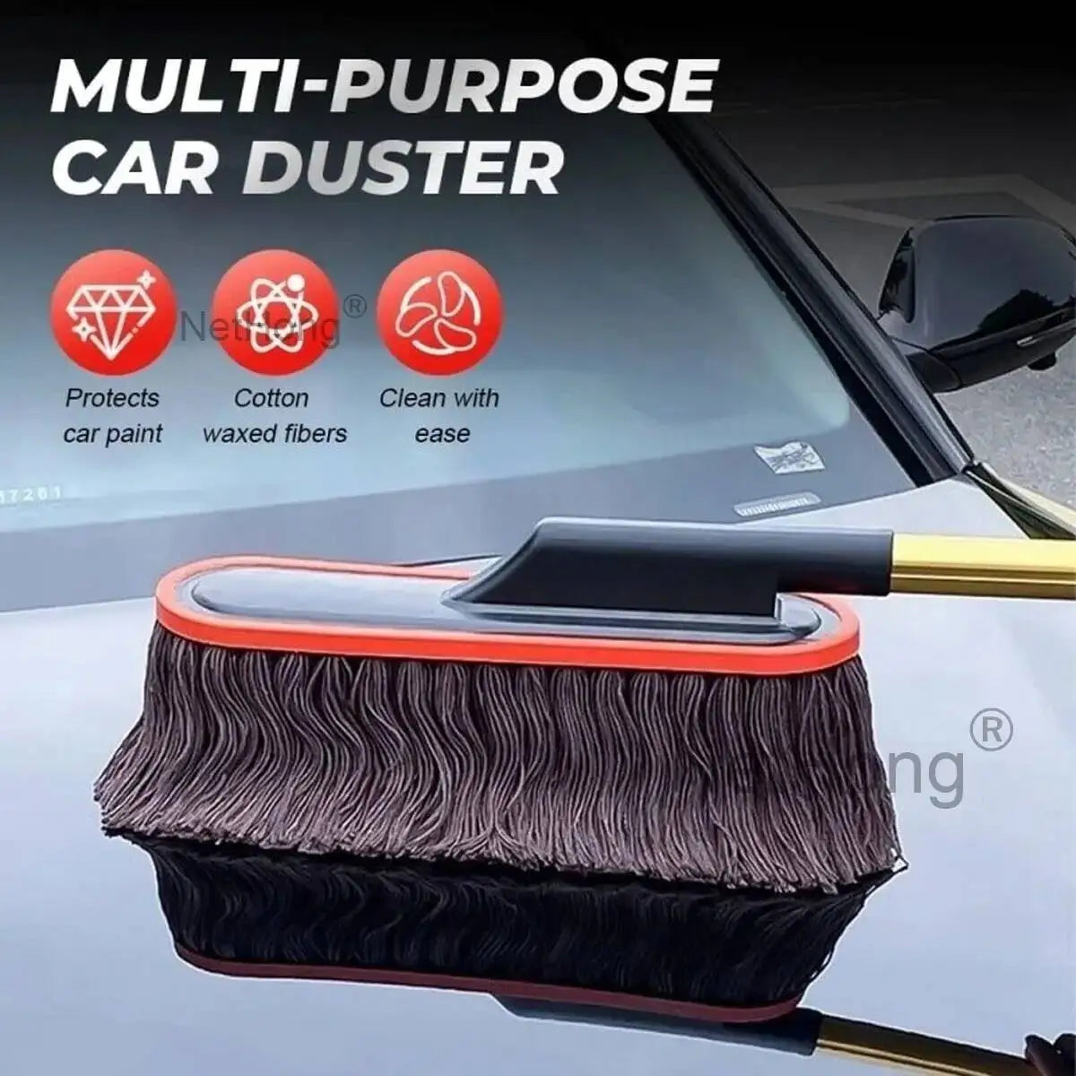 Telescopic Car Duster Wax Brush Mop Cleaning Cloth Scratch Free Dusting Waxing
