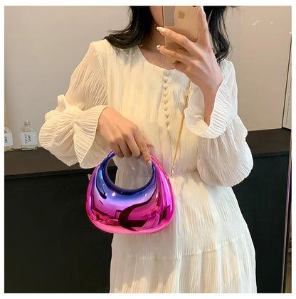 Luxury Designer Evening Clutch Clear Acrylic Women Handbags Fashion Shoulder Bag Half Moon Wedding Purses Party Tote Ladies