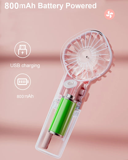 Portable Humidifier Fan Mini Handheld Mist Fan Portable USB Rechargeable Handheld Fan with Humidifier Mini Water Spray Hand Fan