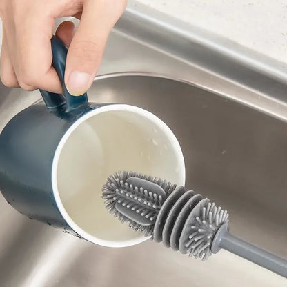 Hot Silicone Cup Brush Long Handle Milk Bottle Cleaning Brush  Water Bottles Glass Cup Cleaner Scrubber Kitchen Cleaning Tools
