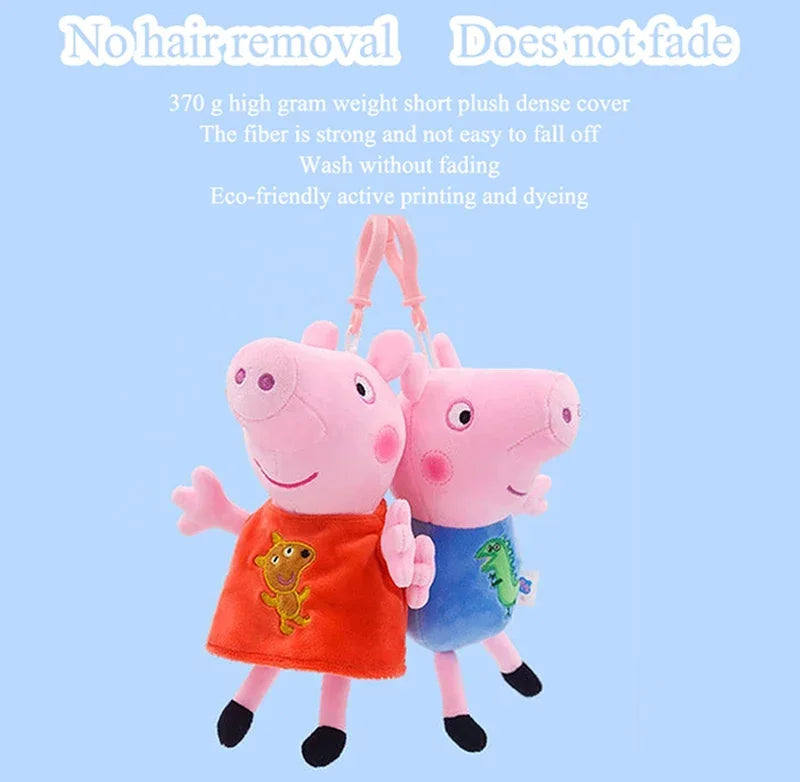 19CM Genuine Peppa Pig George Emily Candy Dennie Pedro Stuffed Plush Toys Keyring Animal Doll Pendant Children's Birthday Gifts