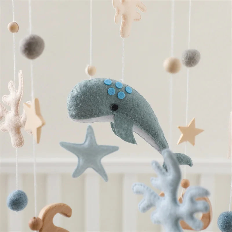 Newborn Baby Rattles Toys 0-12 Months Soft Felt Whale Bed Bell Infant Mobile Crib Hanging Musical Carousel Toy Boys Girls Gift