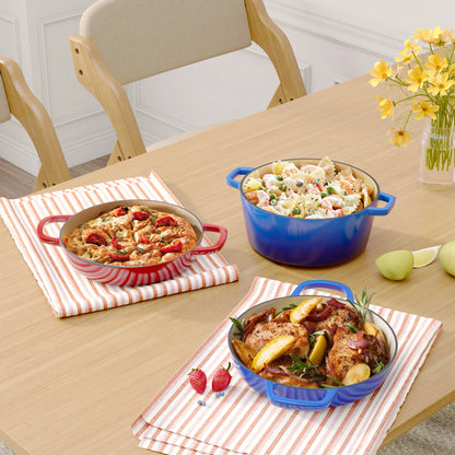 3 QT Enamel Light Cast Iron Dutch Oven, Double Handle Dutch Pot Cooking, Stew, Heavy Duty And Non-Stick, Oven Safety Up To 500°F