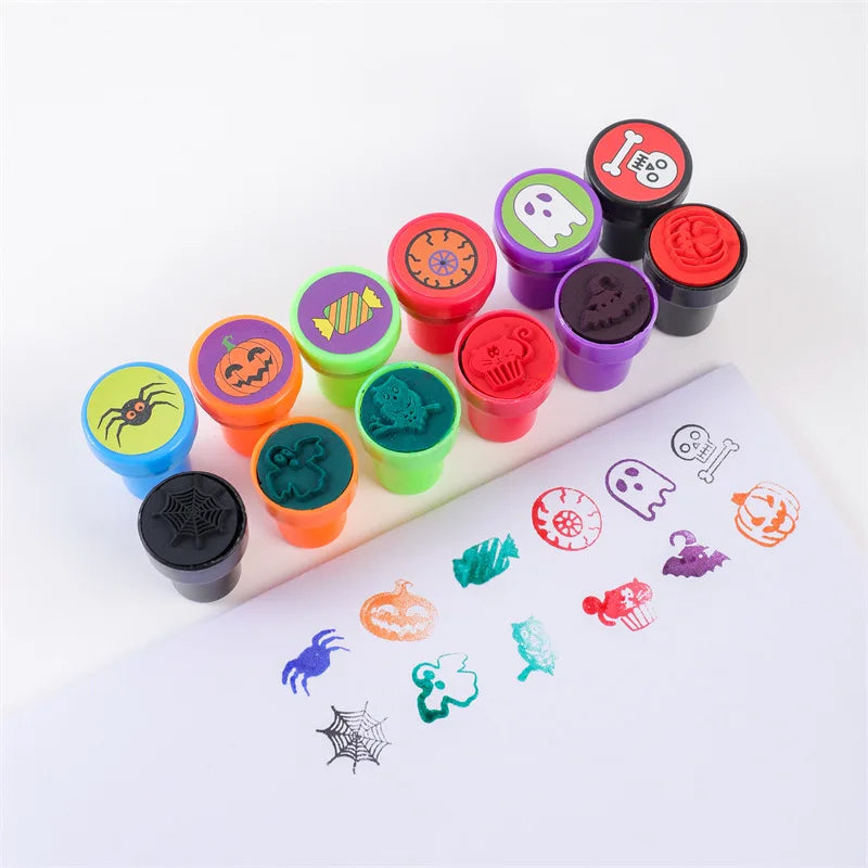 12/24pcs Creative Cartoon Pumpkin Bat Seal Halloween Party Toy Children Birthday Party Small Gifts Kids Favour Gift Bag Fillers