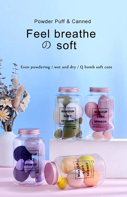 7PCS Canned Cosmetic Sponge Set Dry And Wet Liquid Foundation Powder Puff Professional Cosmetic Tools Make-up Artist