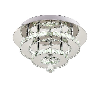 KOMORE Modern Small Crystal LED Ceiling Light, Square / Round for Office, Living Room, Bedroom, Kitchen, Hallway