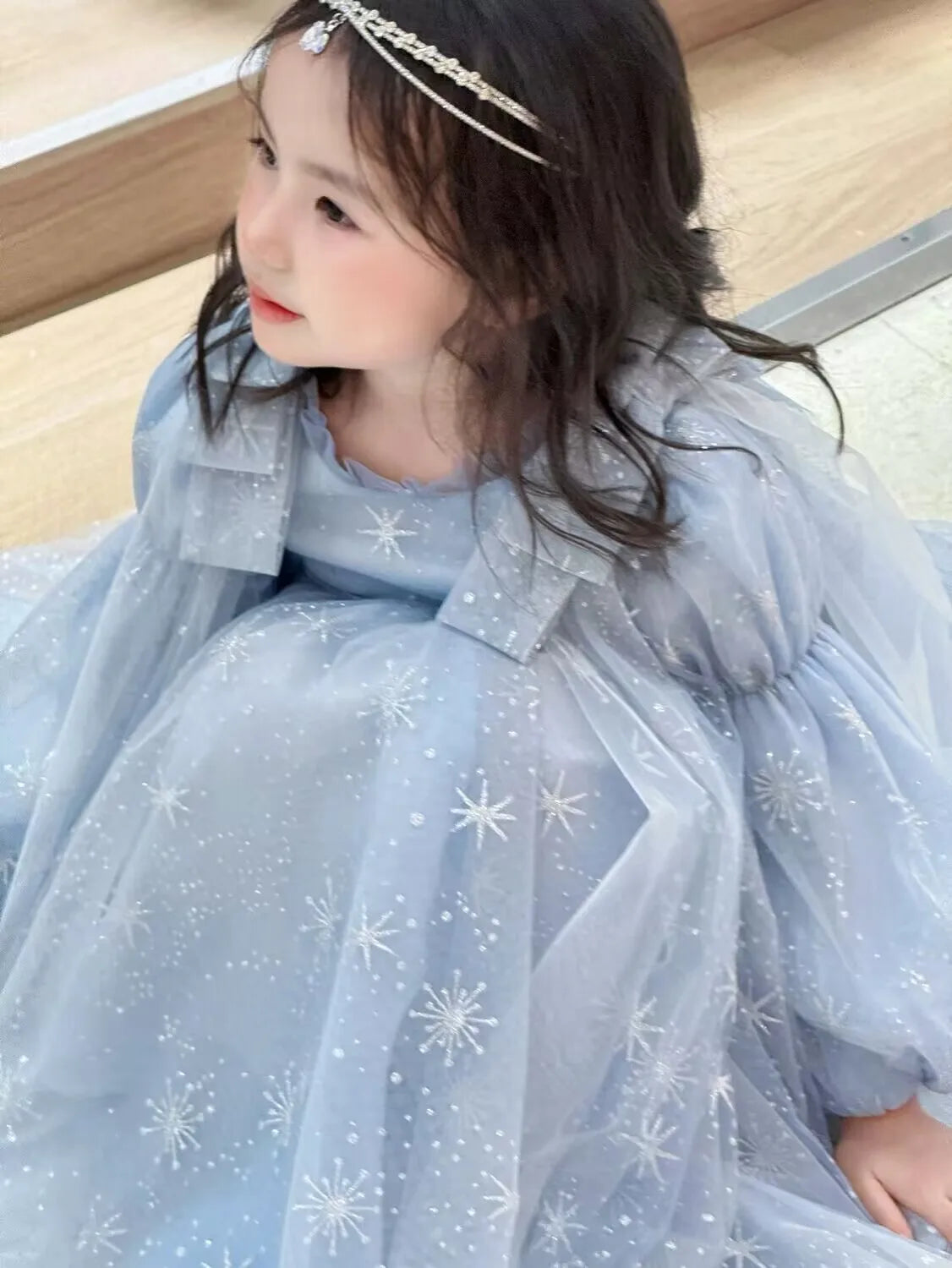 Girl's Elsa Frozen Princess Dress Long Sleeve Gown Elegant Costume for Baby Girl Birthday Party One-piece Dresses 3-9 Years Old