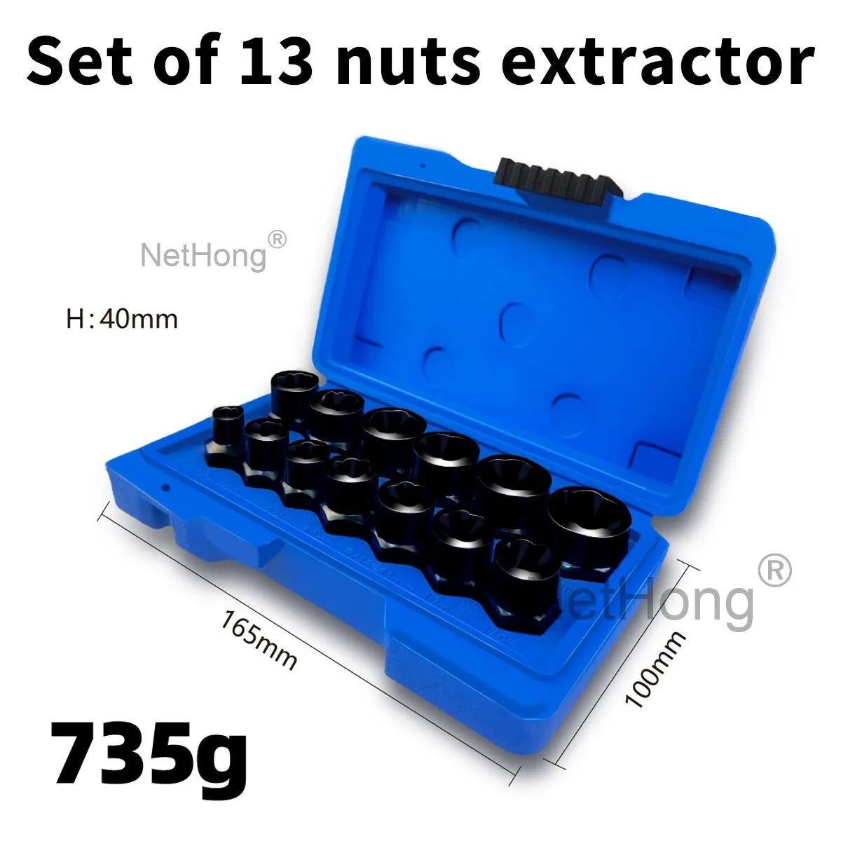 13Pc Locking Wheel Nut Remover Set Stud Bolt Impact Twist Socket Extractor Tool~