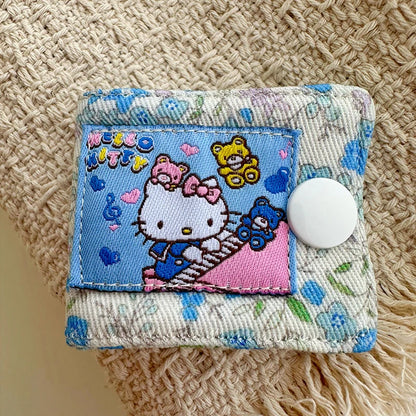 Hello Kitty Data Cable Organizer Fabric Sanrio KT Cat Charger Cord Storage Holder Data Line Bobbin Winder