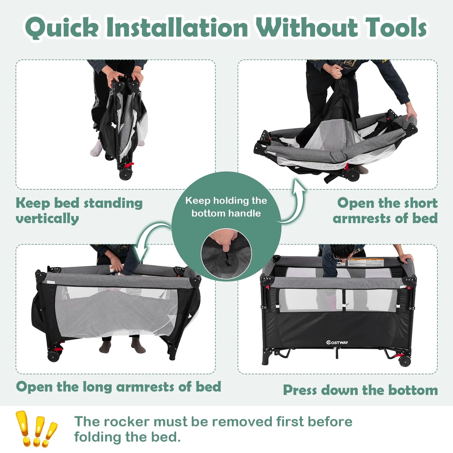 DORTALA 5-in-1 Baby Bassinet Bedside Sleeper Portable Pack and Play-Black
