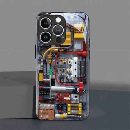 2D Imitation Circuit Board Pattern Tempered Glass Phone Case For Samsung Galaxy S25 S24 FE S23 Ultra Plus FE Black Cool Cover