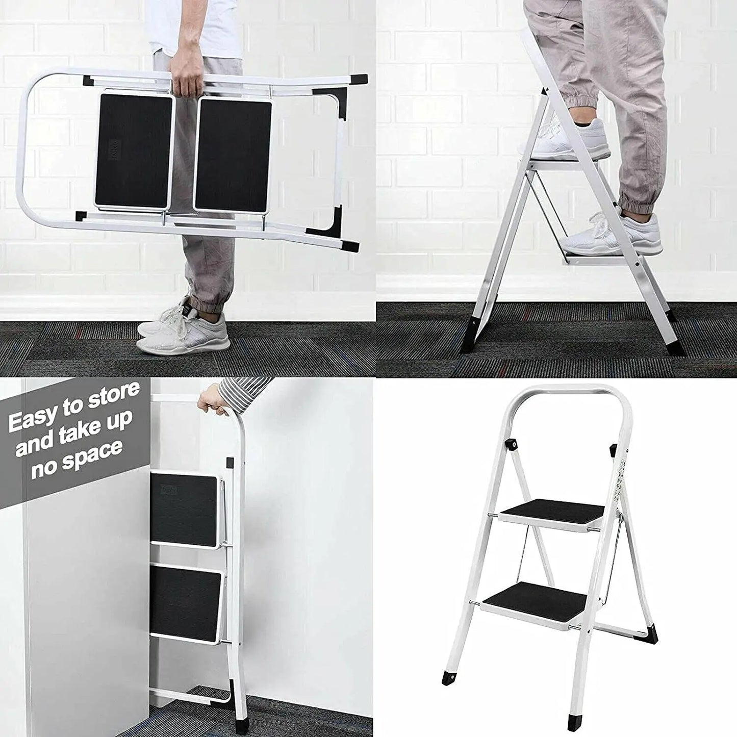DayPlus Safety Folding Step Stool 2-4 Step Ladder Portable Foldable Stepladder Anti Slip Feet  for Indoor Outdoor Home Office