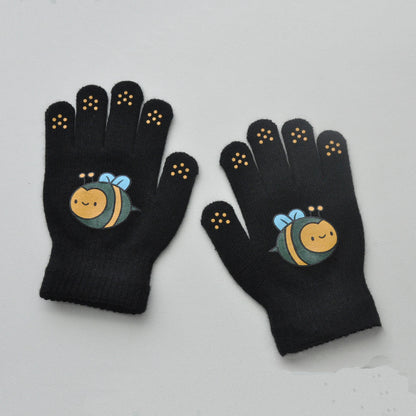 Children Knitted Warm Gloves For 5-12Y Baby Students Winter New Insect Full Finger Mittens Outdoor Cycling Skiing Gloves