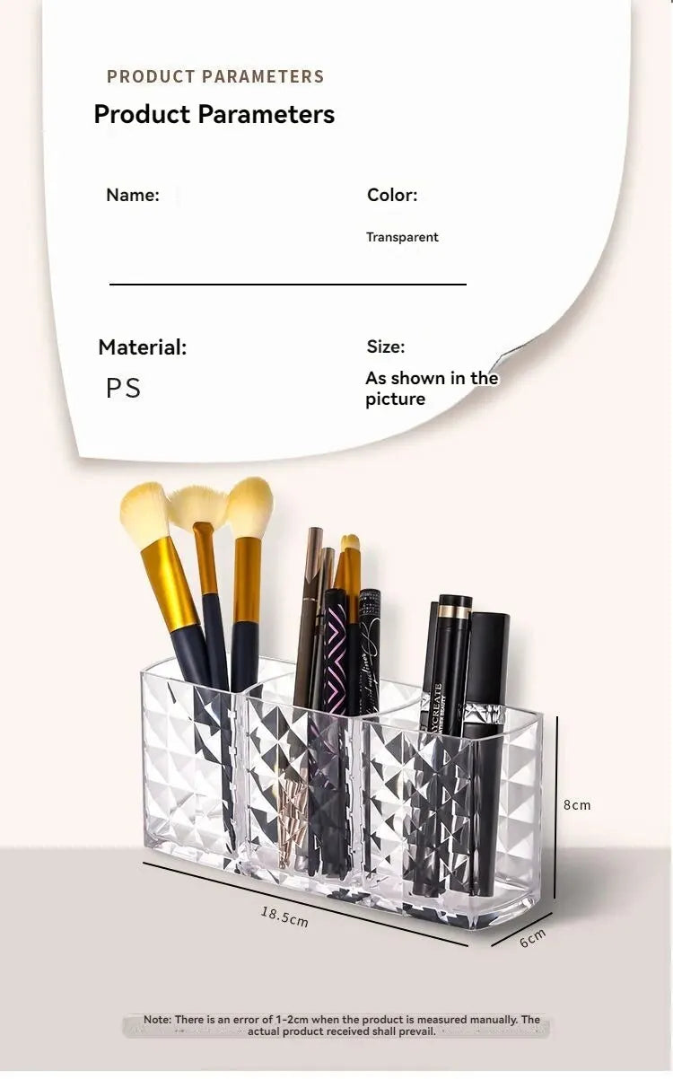 Diamond Pattern Mirrored Bathroom Storage Box - Premium Cosmetic Organizer for Lipstick & Makeup