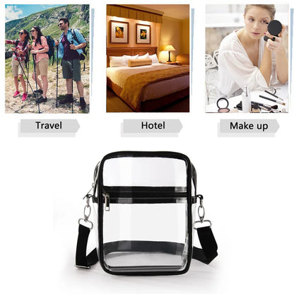 Clear Crossbody Purse Bag,Stadium Approved with Front Pocket for Concerts Sports Festivals Holiday Beach Waterproof Bag
