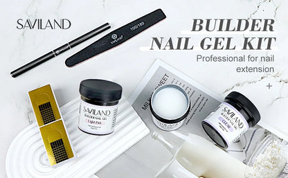 Saviland 100g Builder Nail Gel White Nude Pink Nail Extension Gel Multifunctional Nails Art Gel Polish Soak Off UV for Salon DIY