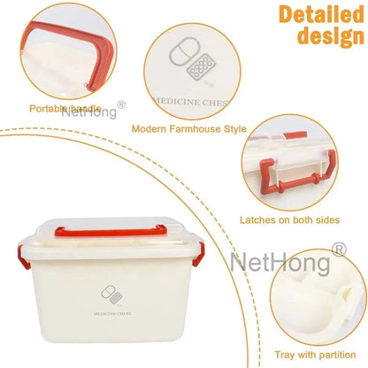 Box Portable Medicine Storage Container Large Capacity For Home
