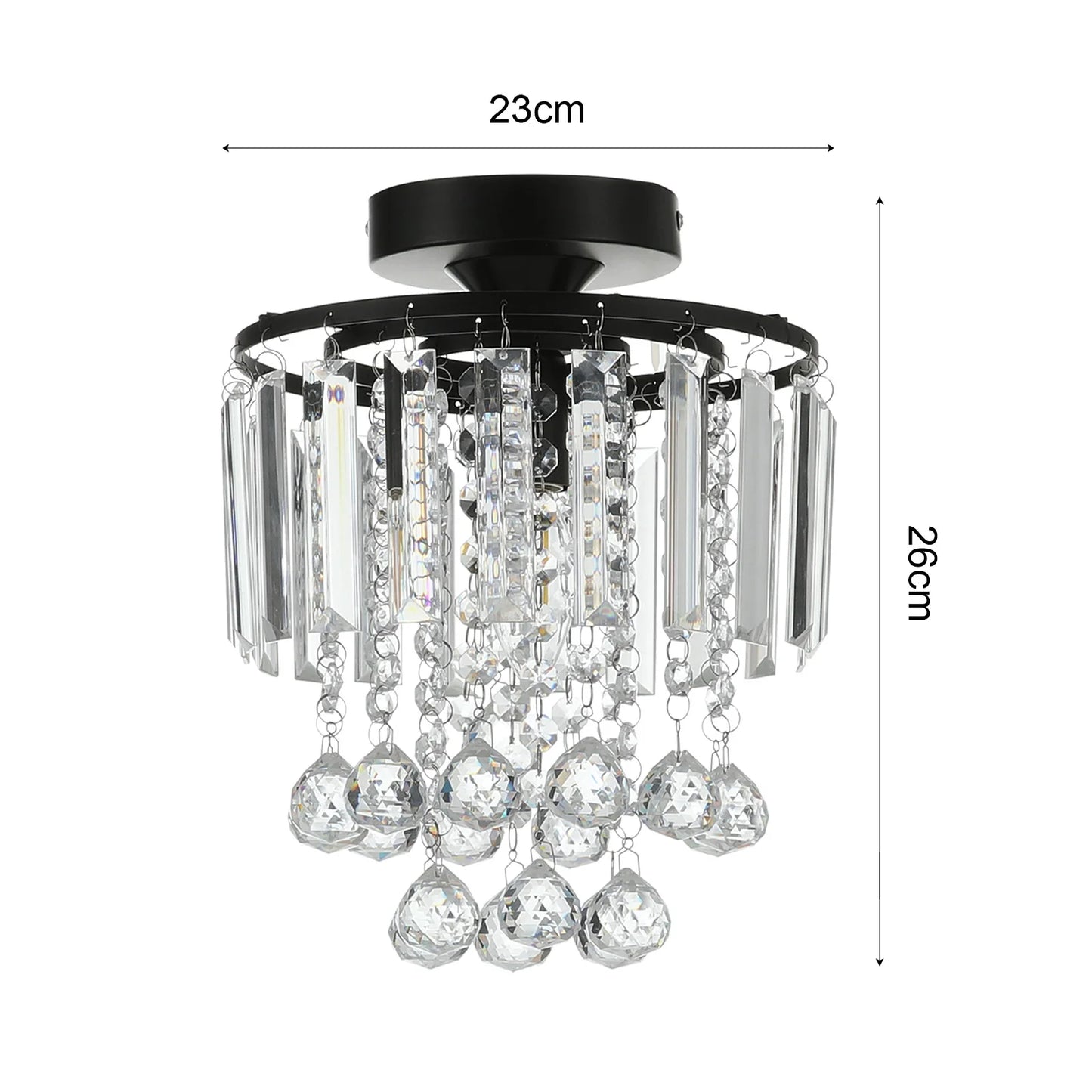 KOMORE Crystal Mount Ceiling Light 23cm /25cm / 30cm Dia for Living Room, Bedroom, Kitchen
