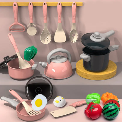 Kids Kitchen Toys Set 59/69 PCS Play Kitchen Accessories Kit with Play Pots Pans Pretend Food Cooking Toy Toddler Girls Boy Gift