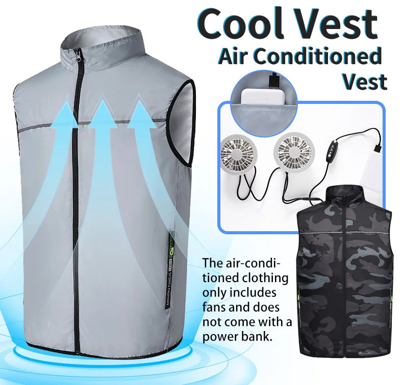 Summer Cooling Fan-Equipped Air-Conditioned Vest—Ideal for High-Temperature Work Environments; Breathable Outdoor Cooling Vest