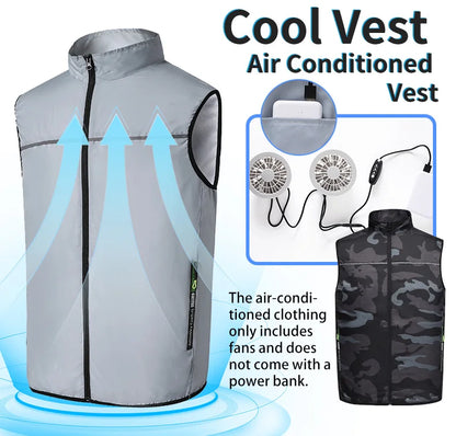 Summer Cooling Fan-Equipped Air-Conditioned Vest—Ideal for High-Temperature Work Environments; Breathable Outdoor Cooling Vest