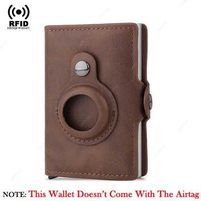 Men Wallet for Apple Airtag RFID Blocking Card Holder  Air Tag Wallet Business Pop Up Slide Cardholder Case with Zip Coin Purse