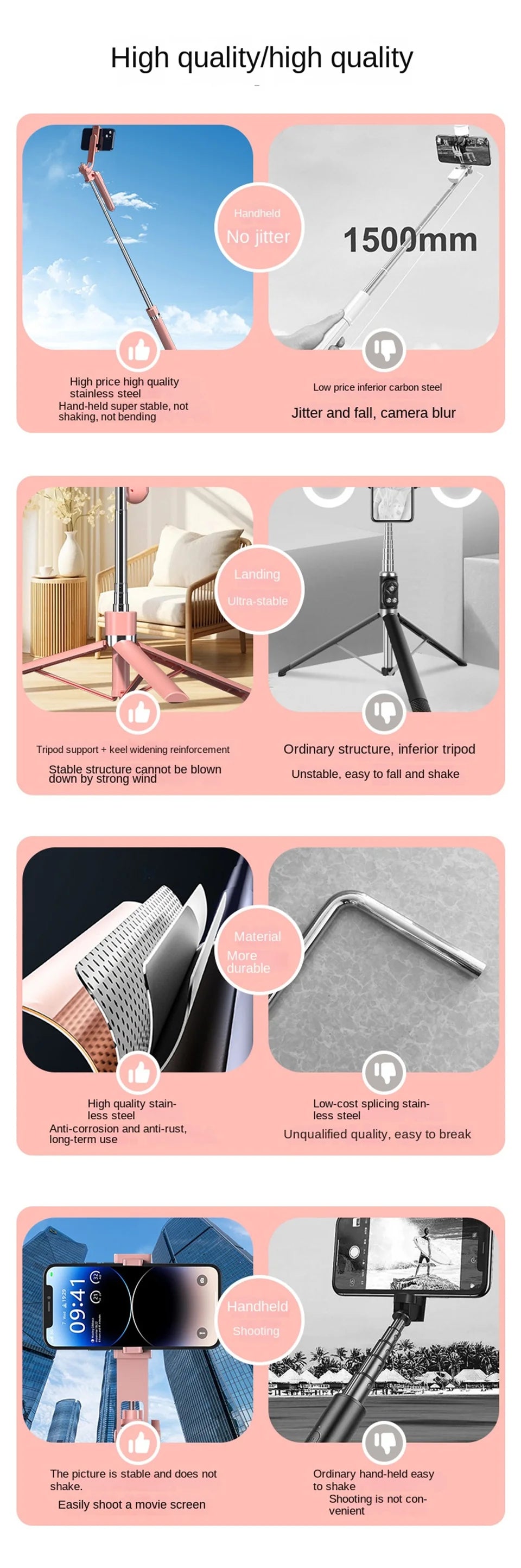 FANGTUOSI 1.7M 360 ° rotation Selfie Stick Wireless Tripod Stand with Light Bluetooth Remote Extendable phone holder for Tlktok