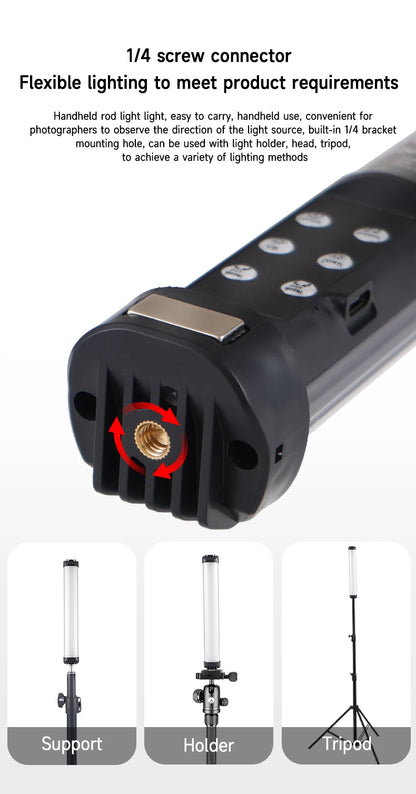 MIAOTU Handheld RGB Colorful Stick Light 30CM Handheld LED Light Wand CRI 95+ 2500K-9000K Photography Studio Lamp