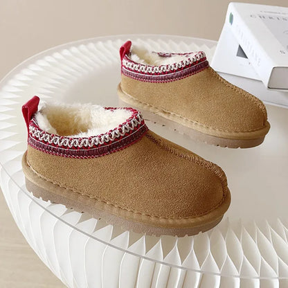 Kids Winter Slippers - Luxury Fur Lined Non-Slip Indoor Boots for Boys & Girls