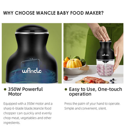 Wancle Electric Meat Grinder Kitchen Chopper Stainless Steel Blade Vegetable Garlic Crusher Household Food Processor Blender