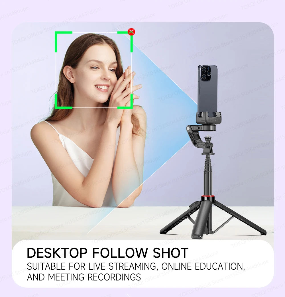 C22 AI Face Tracking Handheld Gimbal Stabiliser 360° Rotation Shoot Selfie Stick Tripod for Mobile Phone, 1/4'' Screw for Camera