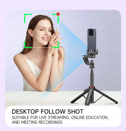 C22 AI Face Tracking Handheld Gimbal Stabiliser 360° Rotation Shoot Selfie Stick Tripod for Mobile Phone, 1/4'' Screw for Camera