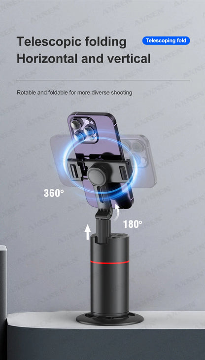 P02 360 Rotation Gimbal Stabilizer, Follow-up Selfie Desktop Face Tracking Gimbal for Tiktok Smartphone Live,with Remote Shutter