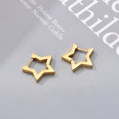 Classic Stainless Steel Hoop Earrings For Women Men Heart Star Oval Rectangle Round Triangle Gold Color Punk Hip Hop Jewelry
