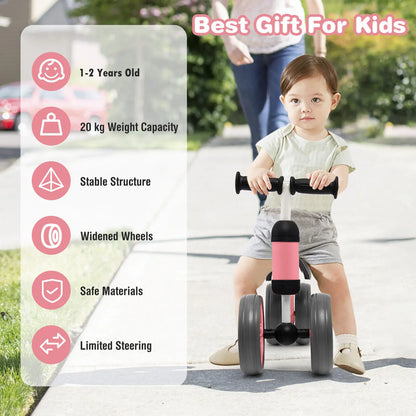 DORTALA Baby Balance Bike 4 Wheels Toddler First Bike Infant Walker Riding Toys
