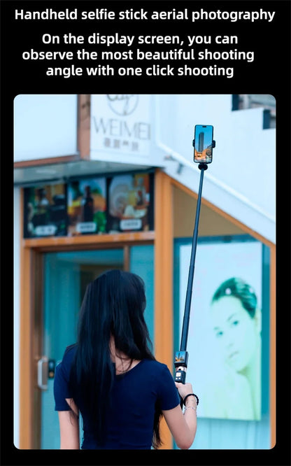 Wireless Selfie Stick Tripod Stand with Remote and Small Screen Casting Selfie Monitor for Smartphone Selfie Live Streaming