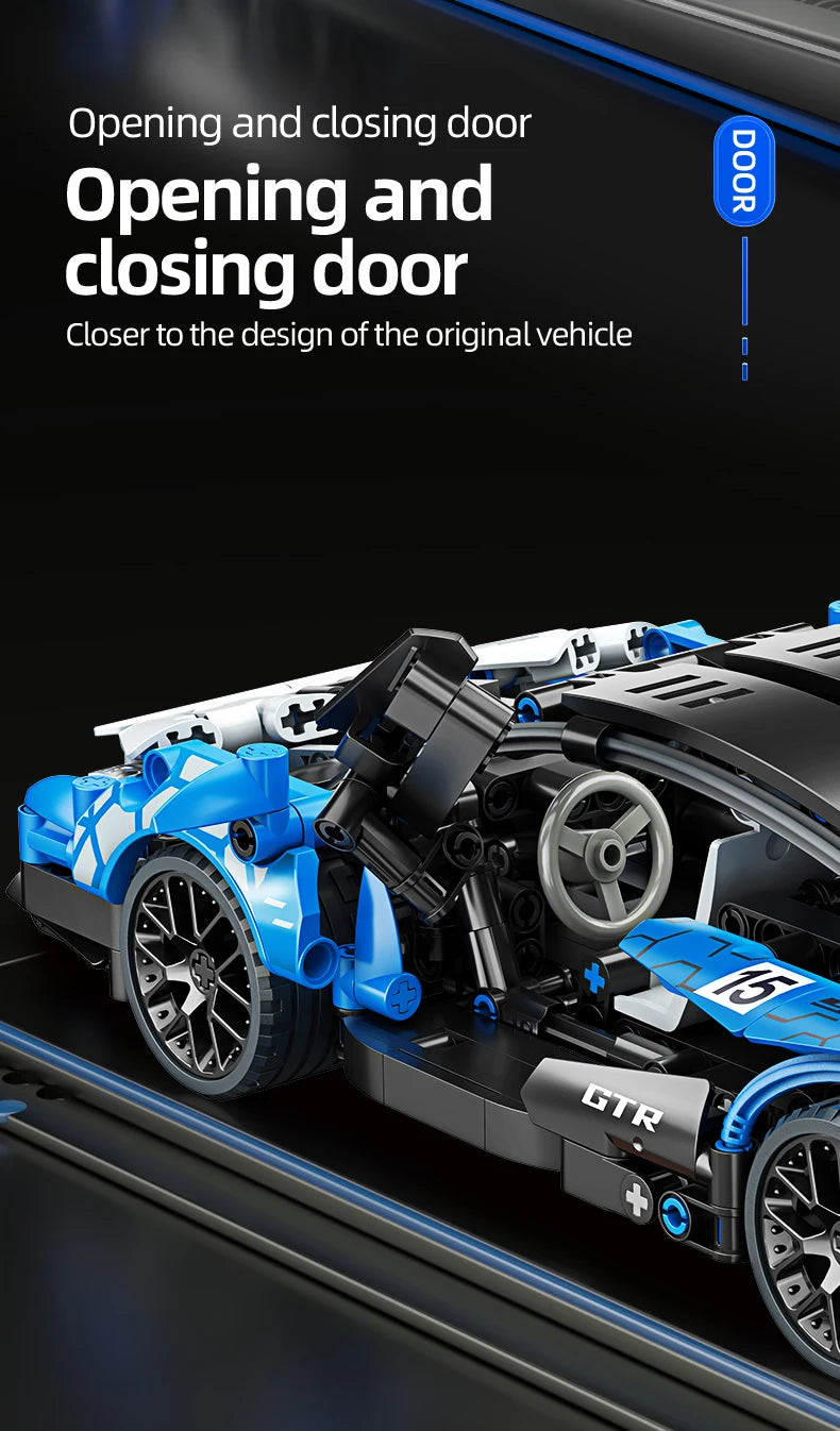 ToylinX 1/18 523 PCS Technical Mechanical Supercar Racing Racing Building Block Assembled Toy Car for Kids Boy Christmas Gifts