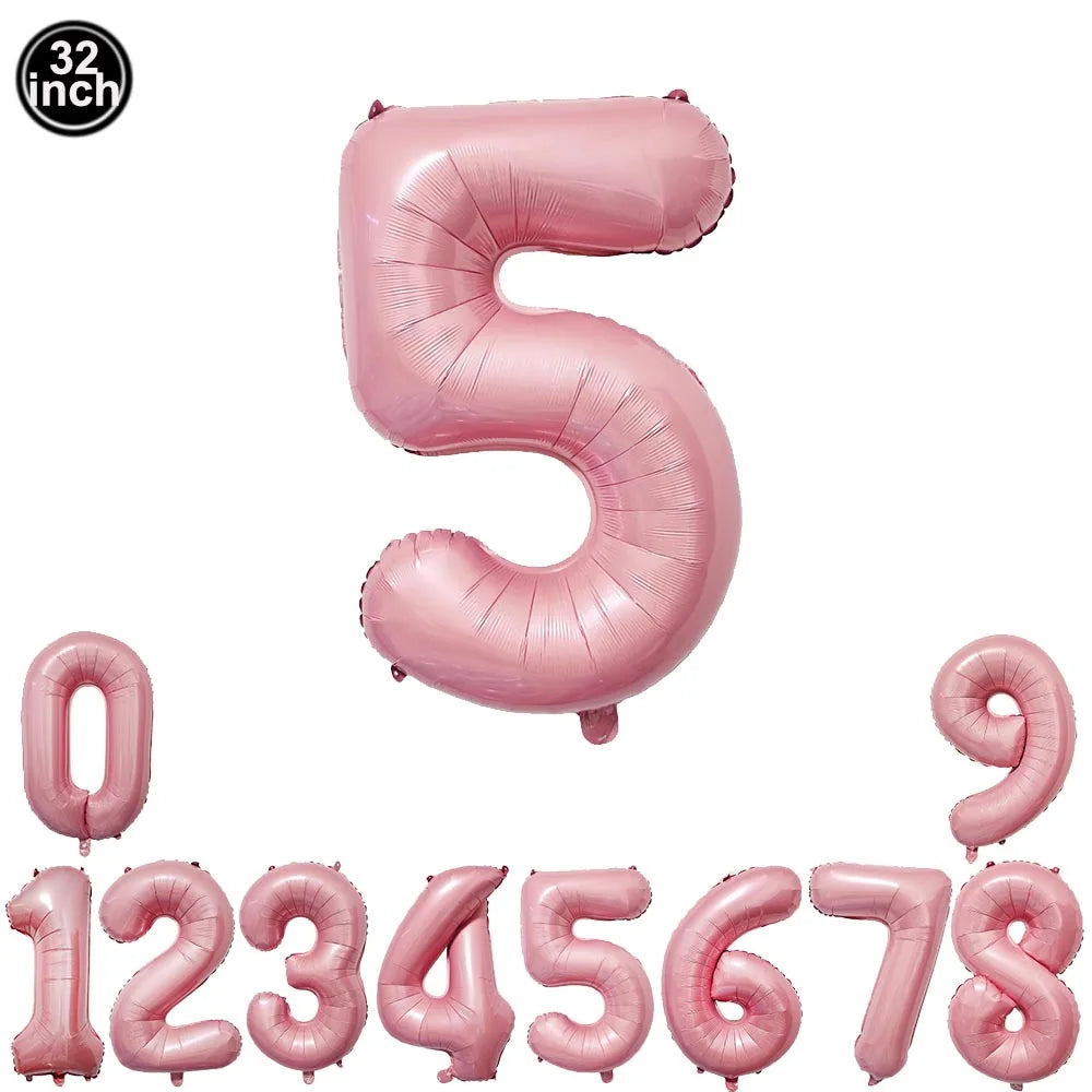 32inch Hot Pink Rose Foil Number Balloons Girls Birthday Pink Large Number Balloon Birthday Wedding Baby Shower Party Decor
