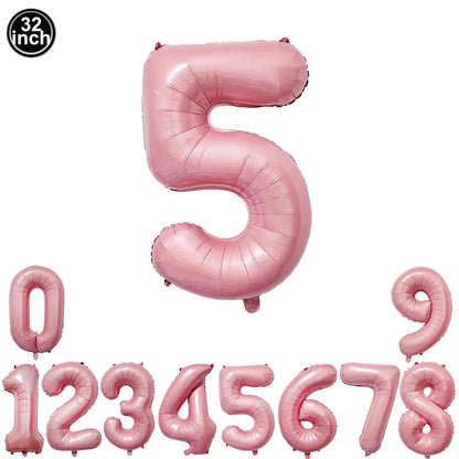 32inch Hot Pink Rose Foil Number Balloons Girls Birthday Pink Large Number Balloon Birthday Wedding Baby Shower Party Decor