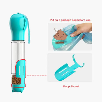 300/500ml Pet Water Food Dispenser 3 in 1 with Trash Bag Box and Shovel Pet Dog Water Bottle Leak Proof Dog Food Feeder