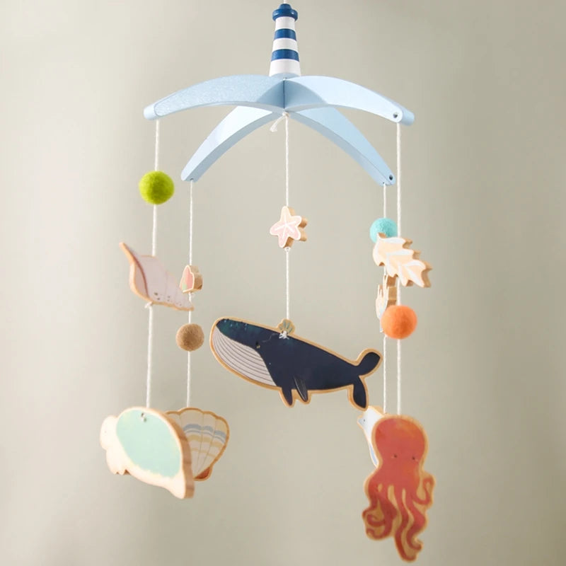 Newborn Baby Rattles Toys 0-12 Months Soft Felt Whale Bed Bell Infant Mobile Crib Hanging Musical Carousel Toy Boys Girls Gift