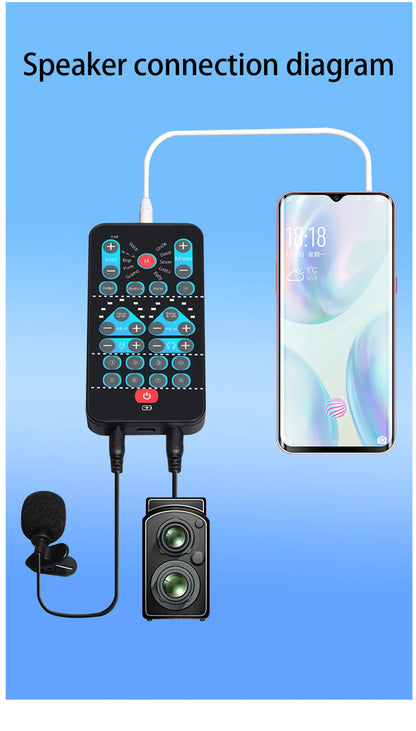 i9 Voice Changer Mini Multiple Audio Effect Bluetooth-Compatible Live Sound Cards Ultra-Thin Portable Live Sound Card Mic Tool