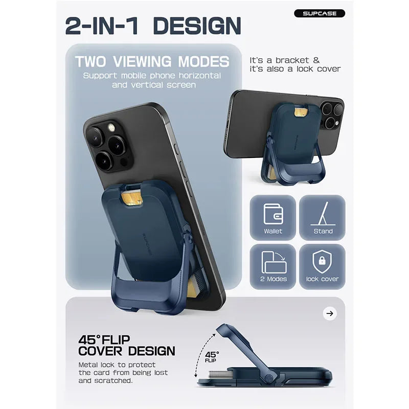 SUPCASE Magnetic Wallet Phone Stand Card Holder for iPhone 16/15/14/13 Series Strong Magnetic Lock Wallet with Stand