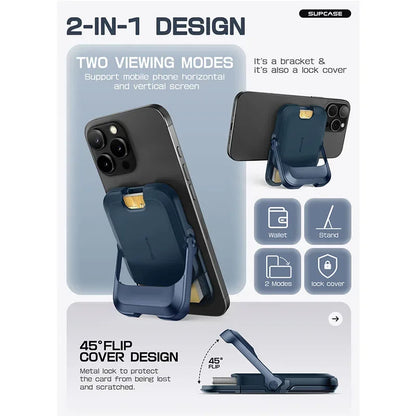 SUPCASE Magnetic Wallet Phone Stand Card Holder for iPhone 16/15/14/13 Series Strong Magnetic Lock Wallet with Stand