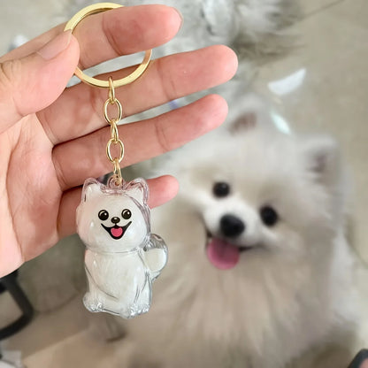 Transparent Dog Hair Storage Container Adorable Pet Keepsake Capsule Pendant With Key Ring for Pet Lovers DIY Memorial Keychain
